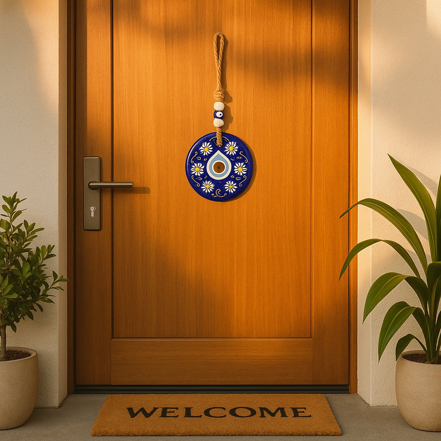 Decorative Evil Eye Wall Hanging Nazar Protector Charm With Beads Wind Chime