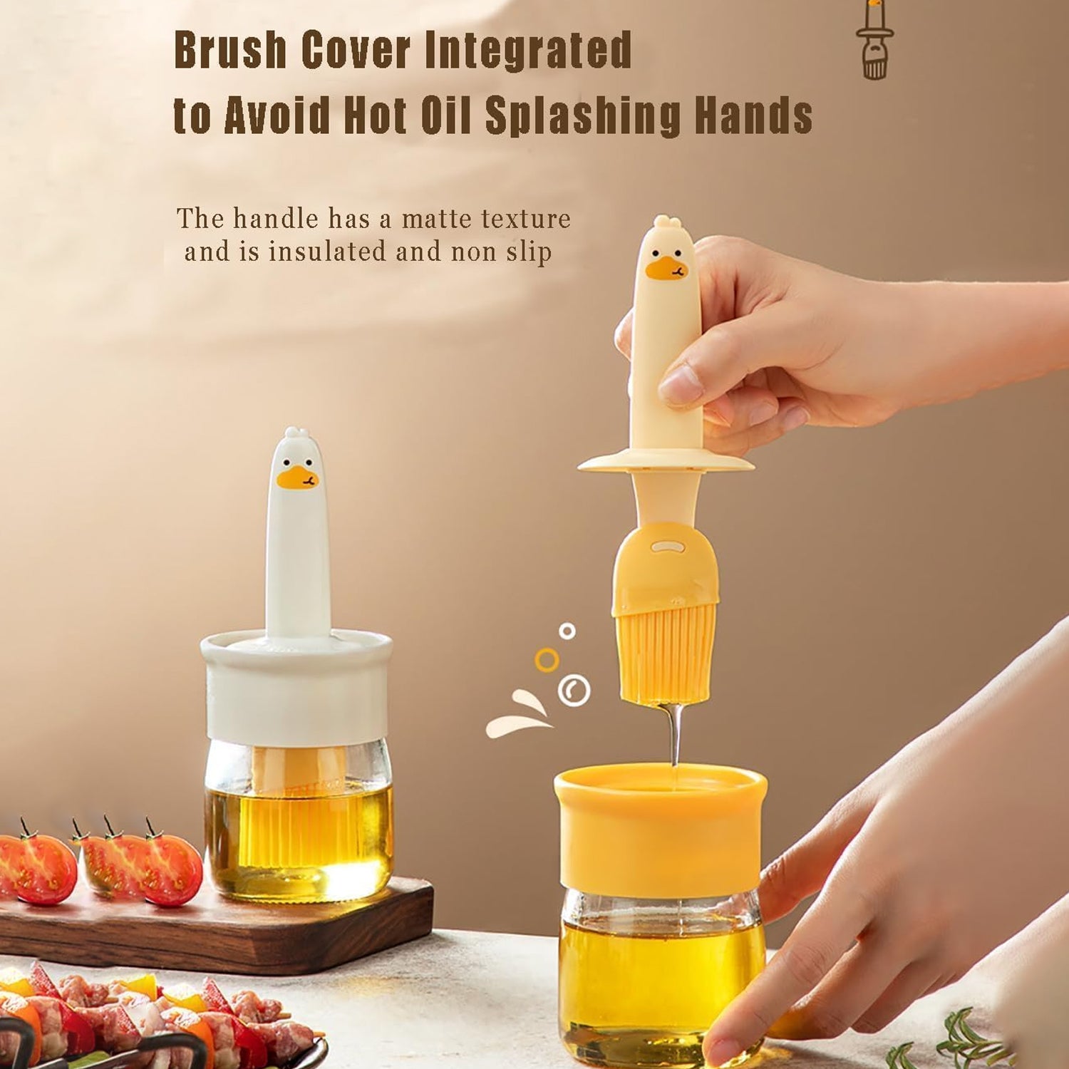 2 In 1 Oil Dispenser Bottle With Silicone Basting Brush