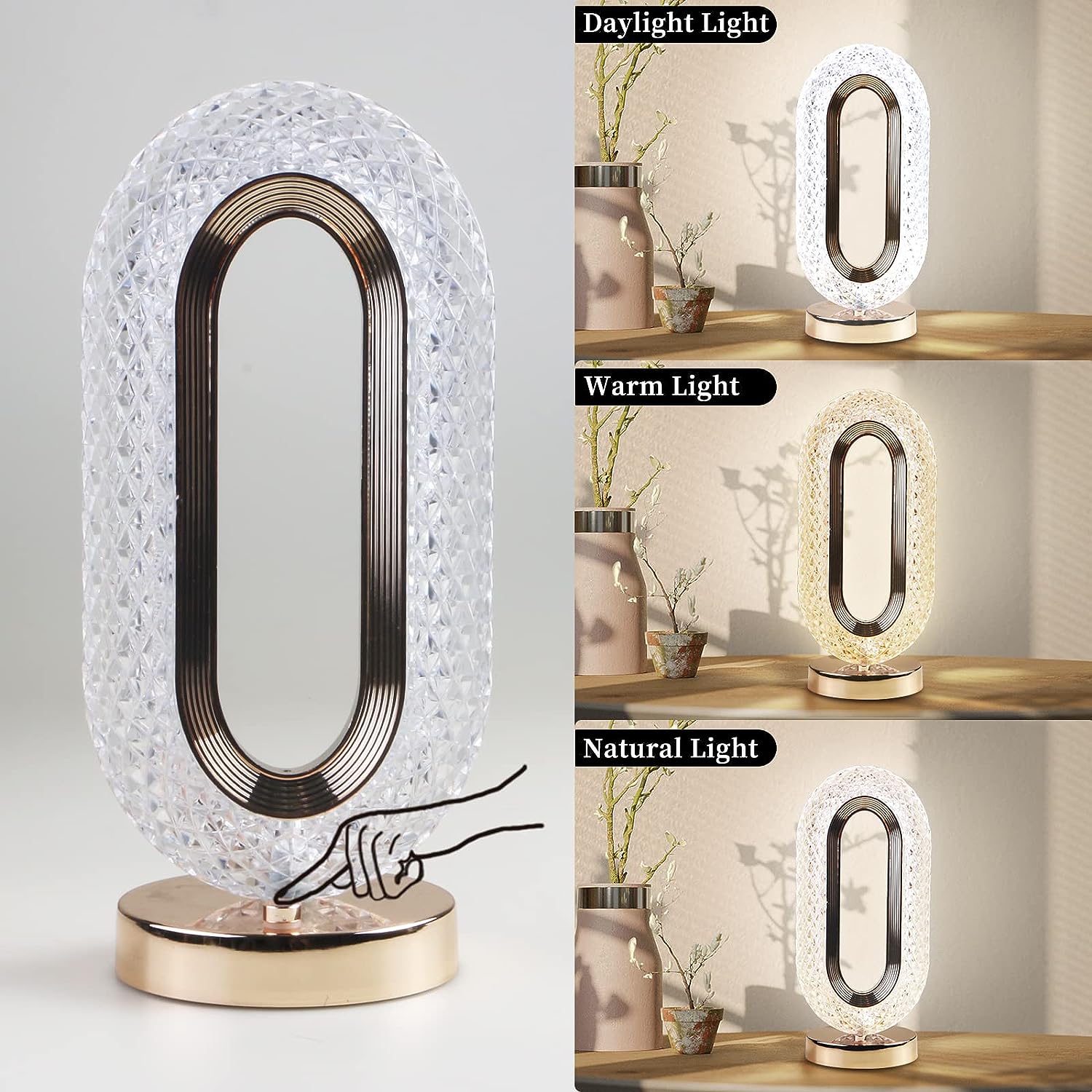 Touch Control Crystal Table Desk Lamp