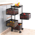 Metal Square High Quality Kitchen Trolley With Wheels (4 Layer )