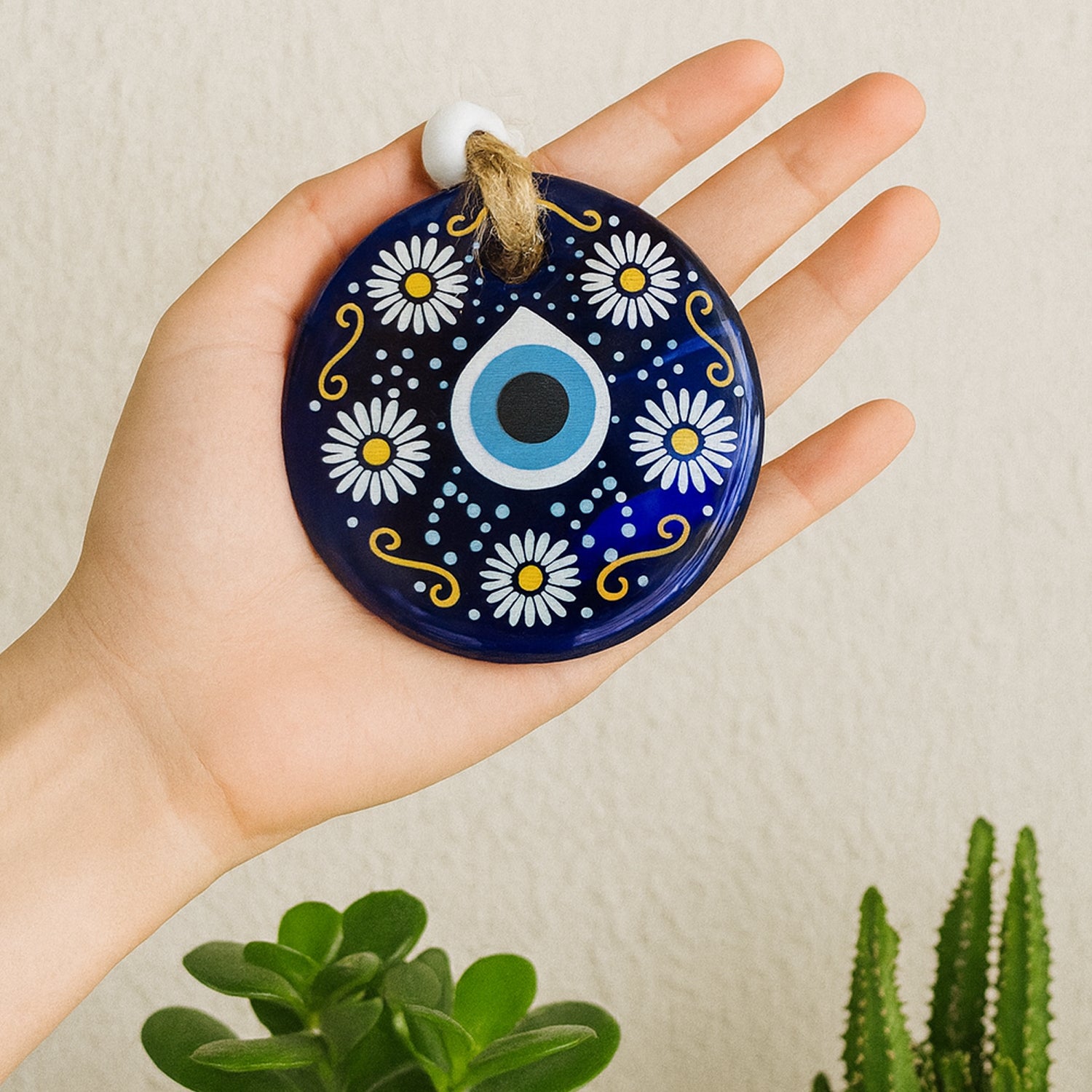 Decorative Evil Eye Wall Hanging Nazar Protector Charm With Beads Wind Chime