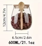 2 Pc Airtight Glass Storage Jars with Spoons | 600 ml