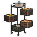 Metal Square High Quality Kitchen Trolley With Wheels (4 Layer )
