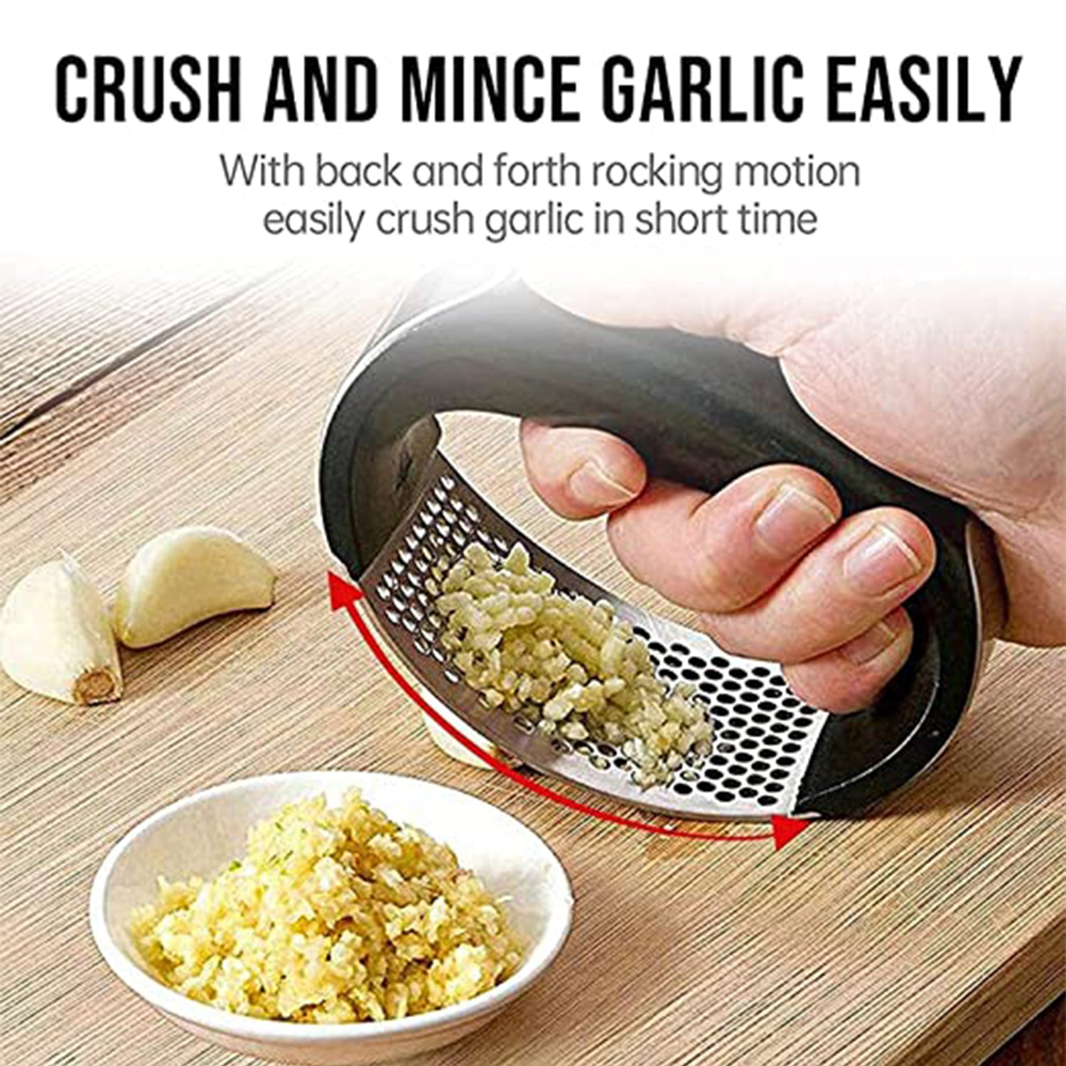 Multipurpose Stainless Steel Garlic & Ginger Press- Quick & Easy Crusher