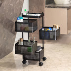 Metal Square High Quality Kitchen Trolley With Wheels (4 Layer )