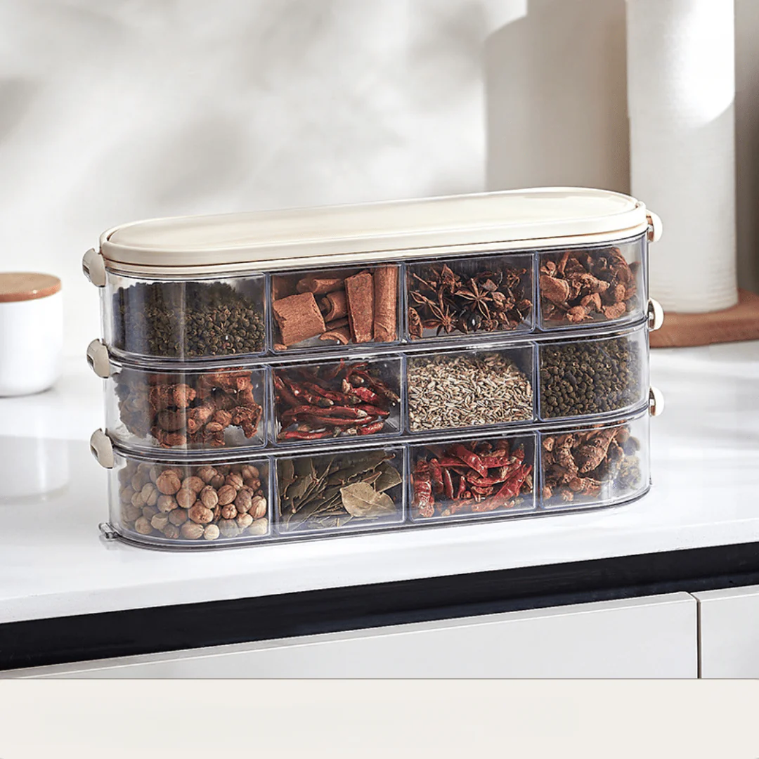 Multi-Layer Transparent Seasoning Box & Organizer