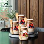 2 Pc Airtight Glass Storage Jars with Spoons | 600 ml