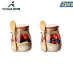 2 Pc Airtight Glass Storage Jars with Spoons | 600 ml