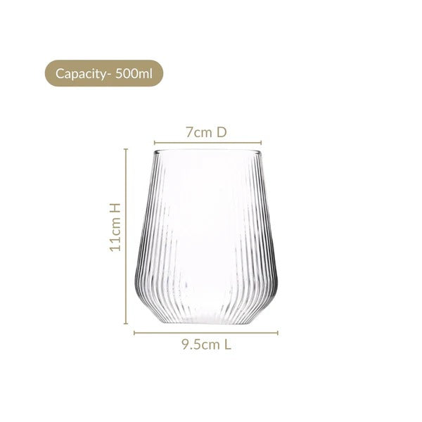 Set Of 4 Ribbed Glass 500ml