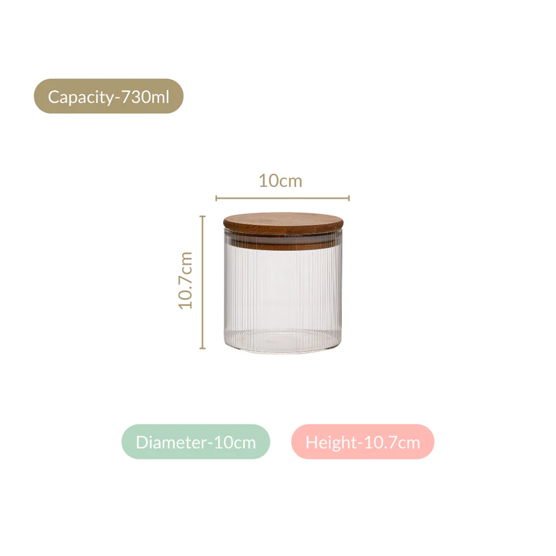 Fluted Storage Glass Jar Set Of 4 | 730ml