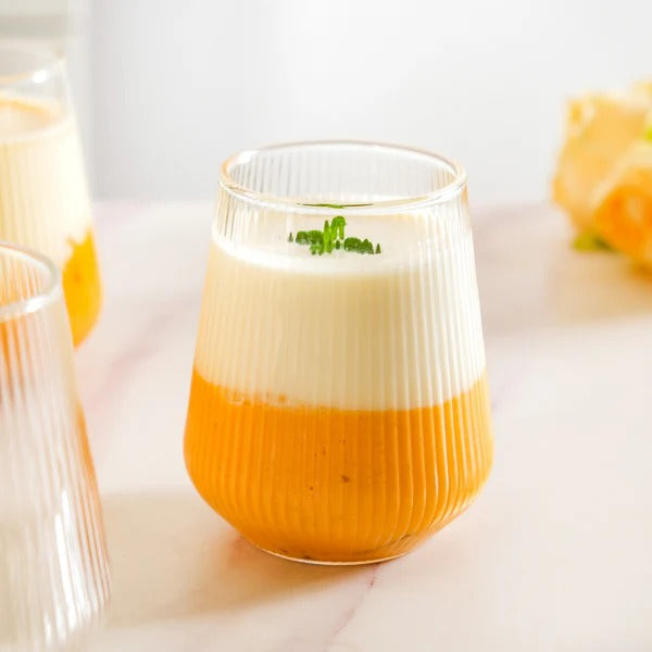 Set Of 4 Ribbed Glass 500ml