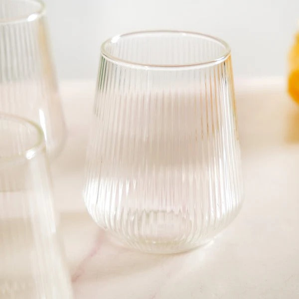 Set Of 4 Ribbed Glass 500ml