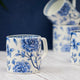 Bone China Handcrafted Sapphire Bloom Tea & Coffee Cups - Set Of 6