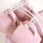 Leaf Embossed Cup And Saucer Set Of 4 With Stand 200ml