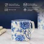 Bone China Handcrafted Sapphire Bloom Tea & Coffee Cups - Set Of 6