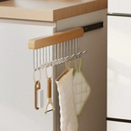 Wooden Pull-Out Sliding Closet Organizer 12 Hooks