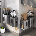 Wall-Mounted Cutlery & Spoon Holder with Draining Tray
