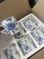 Bone China Handcrafted Sapphire Bloom Tea & Coffee Cups - Set Of 6