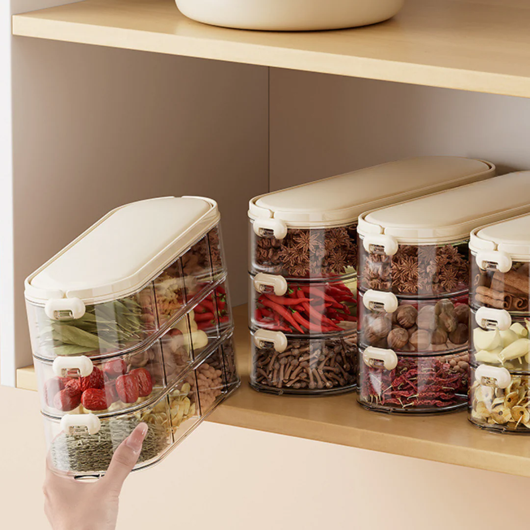 Multi-Layer Transparent Seasoning Box & Organizer